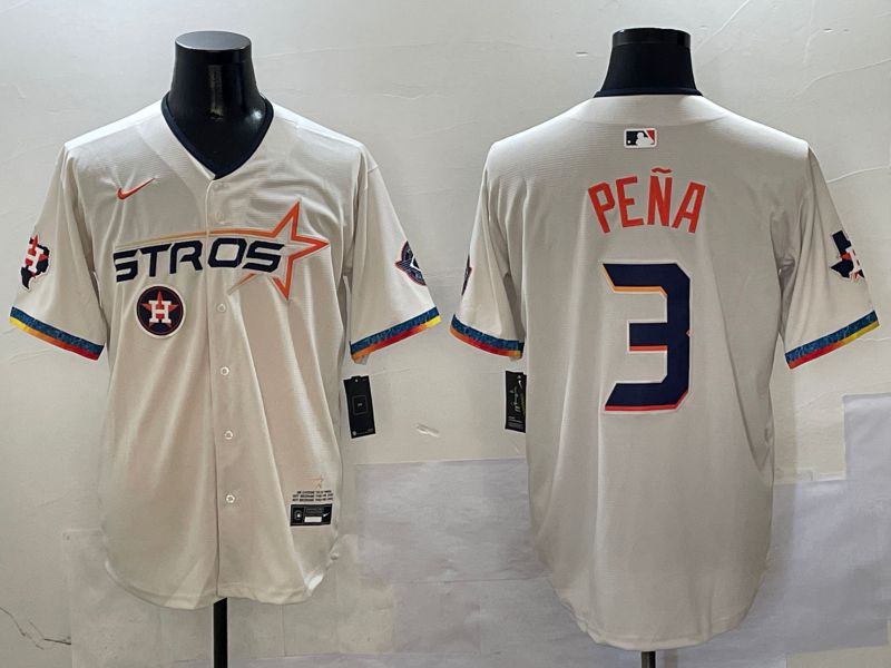 Men Houston Astros #3 Pena Cream Fourth generation Joint Name 2025 Nike MLB Jersey style 4157
